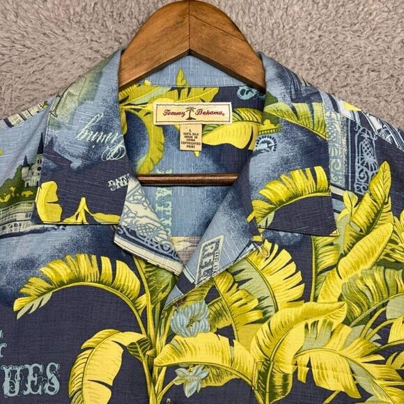 Tommy Bahama Shirt Mens Large Blue Green Floral Jazz King of Blues All over loop - Picture 5 of 10